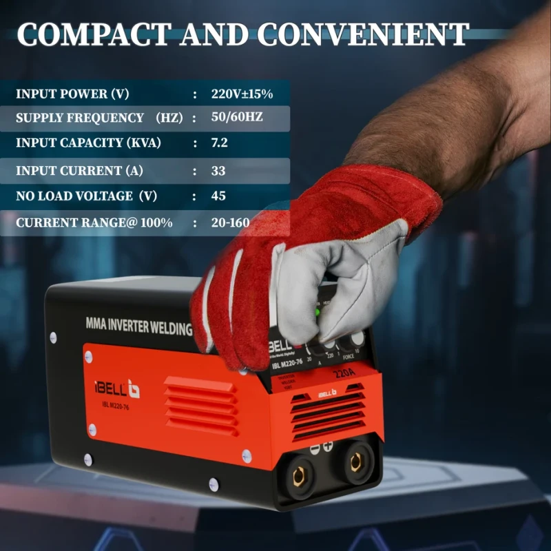 iBELL M220-76 MMA Welding Machine 220A IGBT Inverter, VRD, Hot Start, Portable | EnvMart