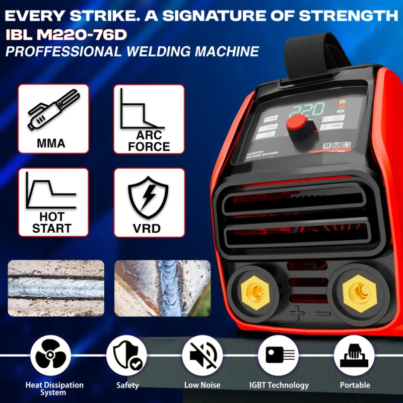 iBELL M220-76 D MMA Welding Machine 220A, 220V, 7.2 KVA, Lift TIG | EnvMart