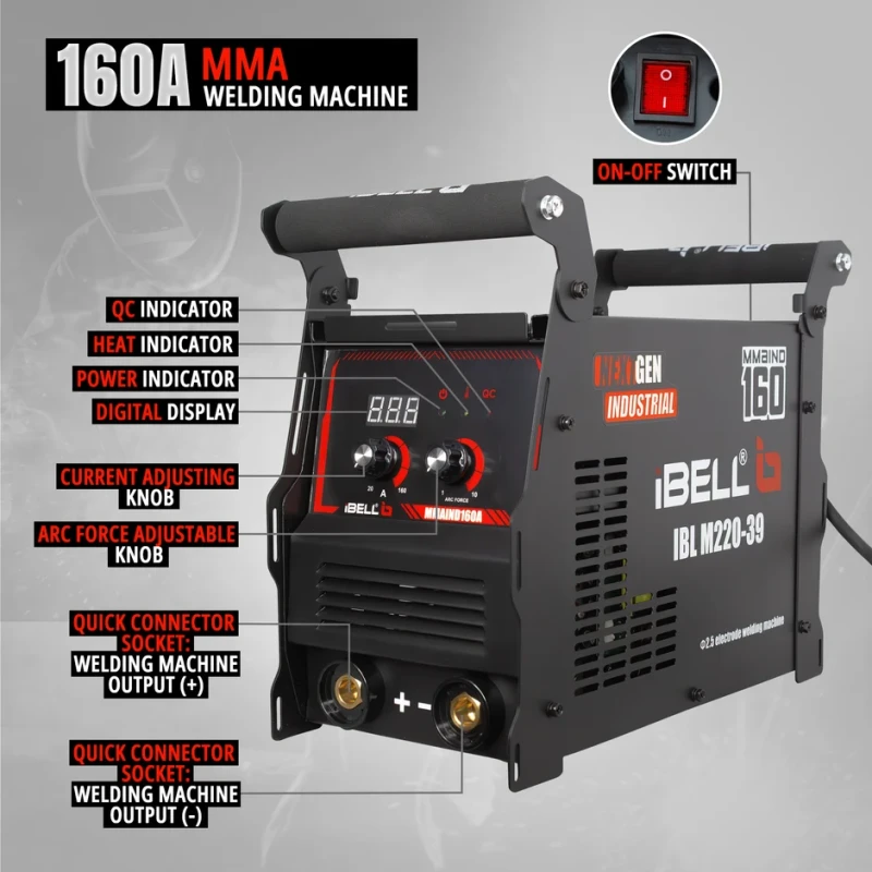 M220-39 MMA Welding Machine 220A IGBT Inverter, Hot Start, ARC Force, VRD, IP21S | EnvMart