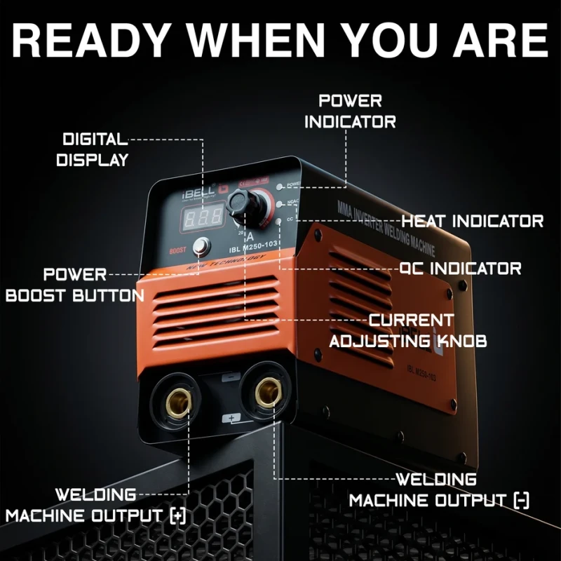 iBELL M250-103 MMA Welding Machine 220V 200–220A IGBT Inverter Arc Welding | EnvMart