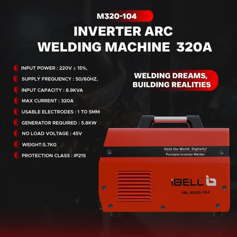 MMA Welding Machine M320-104 320A 220V Input 8.9 KVA Heavy Duty | EnvMart