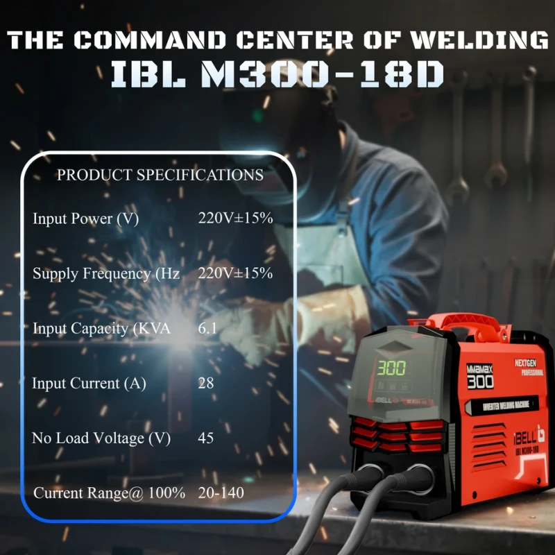 M300-18D MMA Welding Machine 300A, 8.4 KVA, Heavy Duty, Digital LCD, 220V | EnvMart