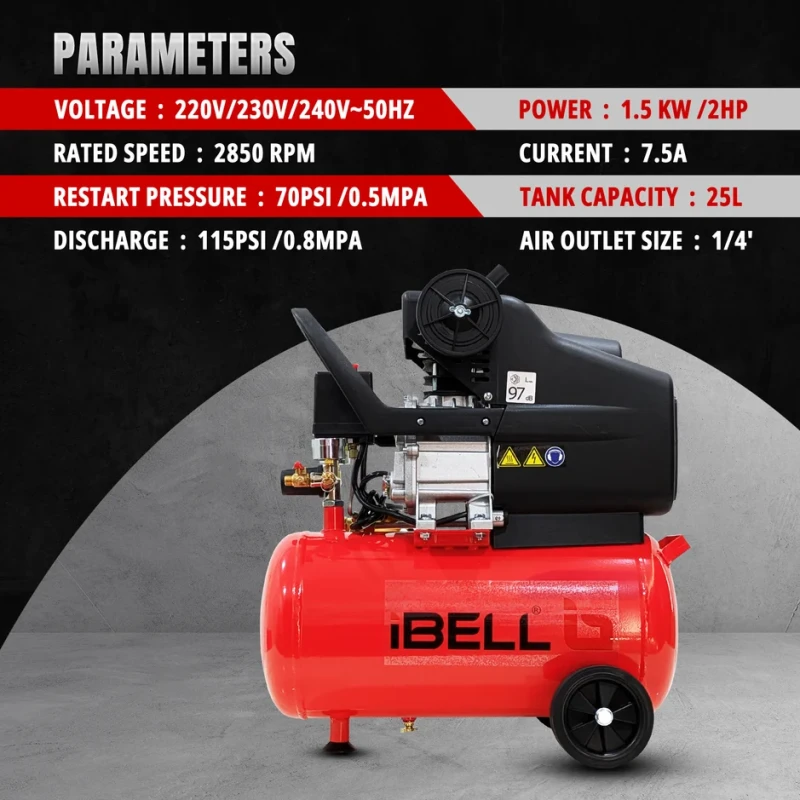 IBL DDC25TL AC25TL Air Compressor 2HP, 1.5KW, 220–240V, 50L | EnvMart