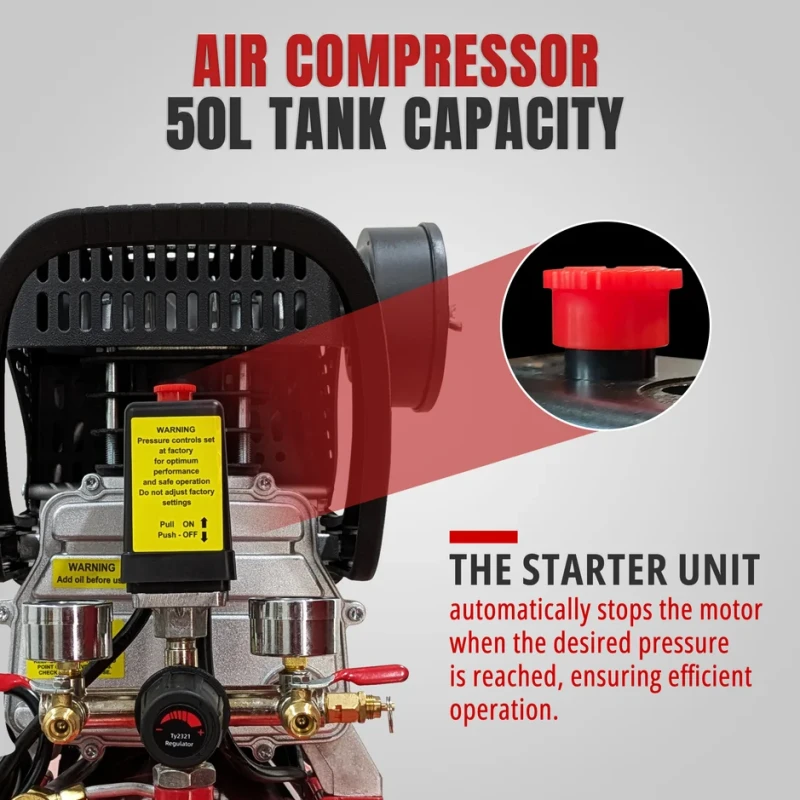 IBL DDC50TL AC50TL Industrial Air Compressor 2HP 1.5kW 50L 220–240V 2850rpm 115PSI | EnvMart