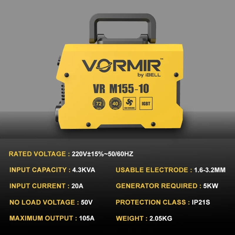 M155-10 MMA Welding Machine, 220V, 4.3 KVA, IGBT, Portable Arc Welder | EnvMart