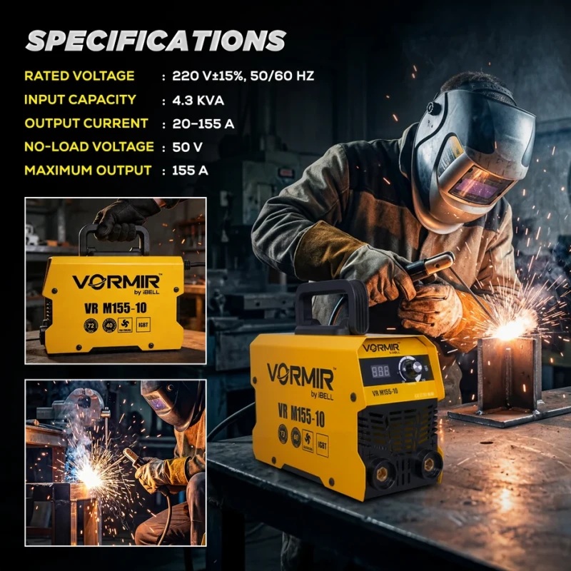M155-10 MMA Welding Machine, 220V, 4.3 KVA, IGBT, Portable Arc Welder | EnvMart