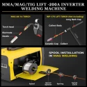 Lift Welding Machine M200-21, 200A, 220V, IGBT, VRD, MMA/MAG/TIG | EnvMart