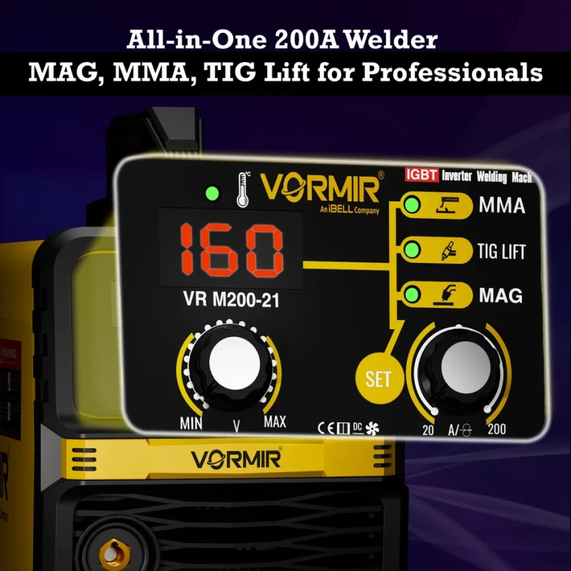 Lift Welding Machine M200-21, 200A, 220V, IGBT, VRD, MMA/MAG/TIG | EnvMart