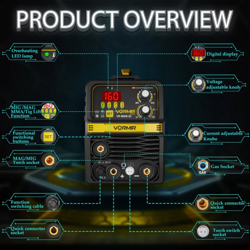 VR M200-22 Multi-Process Lift Welding Machine 220V 5 KVA IGBT | EnvMart