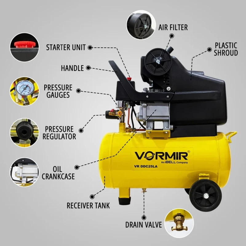 Air Compressor VR DDC25AL 2HP 24L 220V/230V/240V 115 PSI 1.5KW | EnvMart