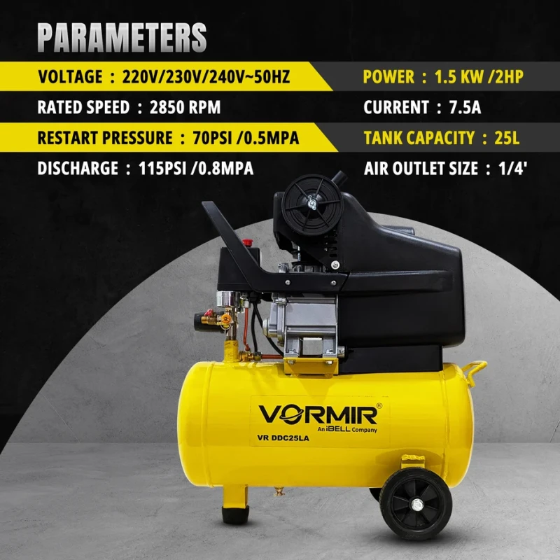 Air Compressor VR DDC25AL 2HP 24L 220V/230V/240V 115 PSI 1.5KW | EnvMart