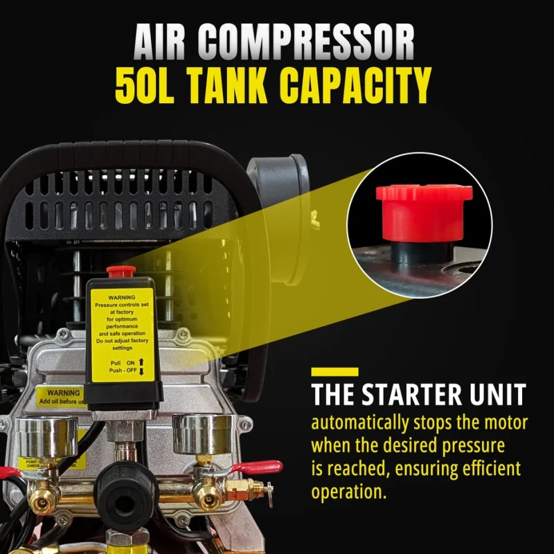 VR DDC50AL Air Compressor 2 HP 50L 220–240V 1.5 kW 2850 RPM | EnvMart