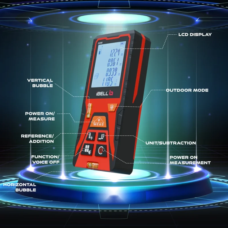 Laser Distance Meter DM50-02, 0.05–50m, ±2.0mm Accuracy, Multi-Mode | EnvMart