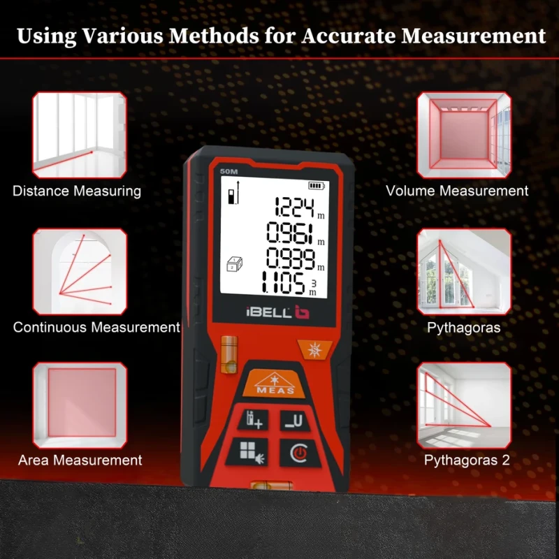 Laser Distance Meter DM50-02, 0.05–50m, ±2.0mm Accuracy, Multi-Mode | EnvMart