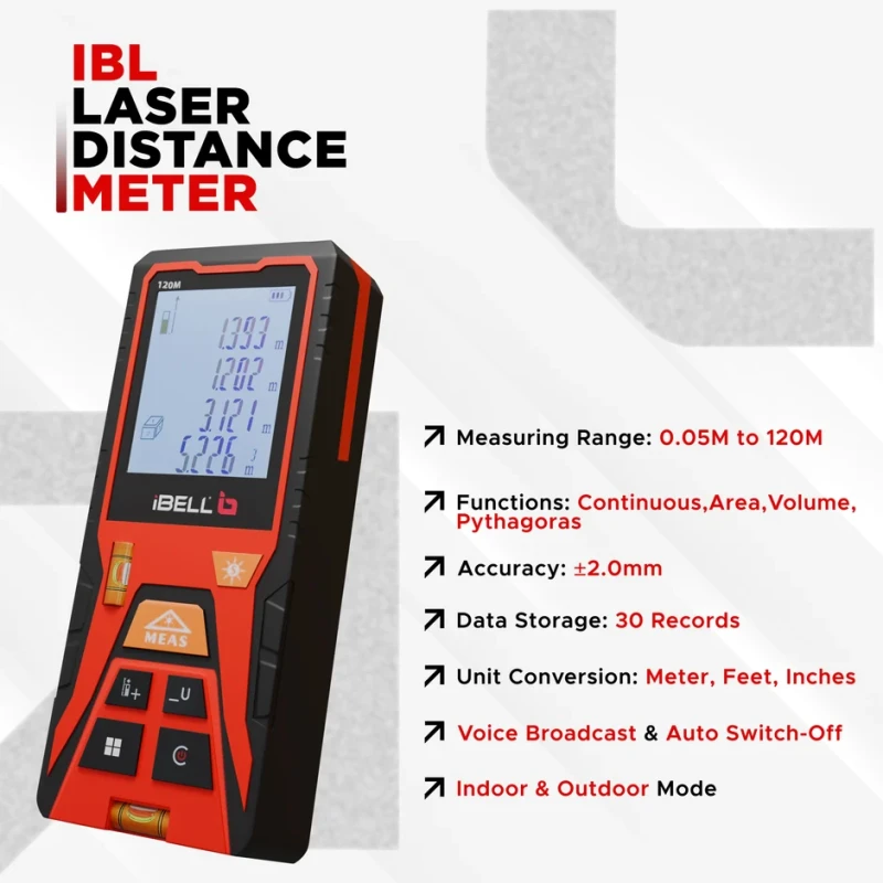 Laser Distance Meter DM120-02, 120 m, Advanced Measuring Device | EnvMart
