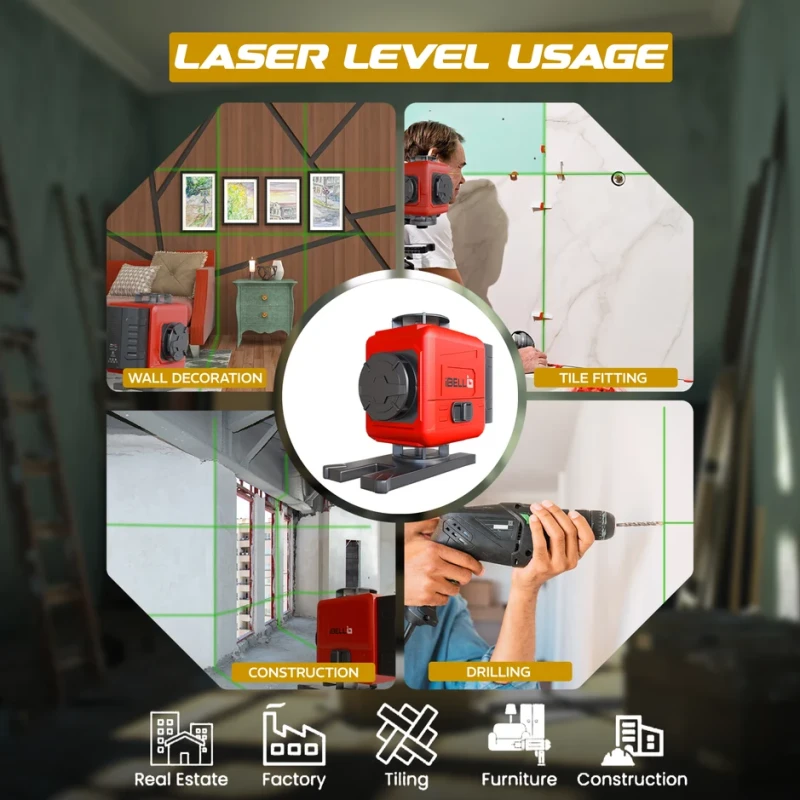LL5-16 Laser Level 16 Line Green Beam, Self-Leveling, Dual Battery, 25m Range | EnvMart