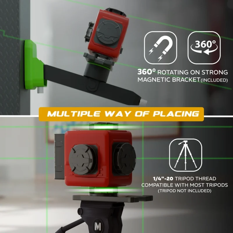 LL5-16 Laser Level 16 Line Green Beam, Self-Leveling, Dual Battery, 25m Range | EnvMart