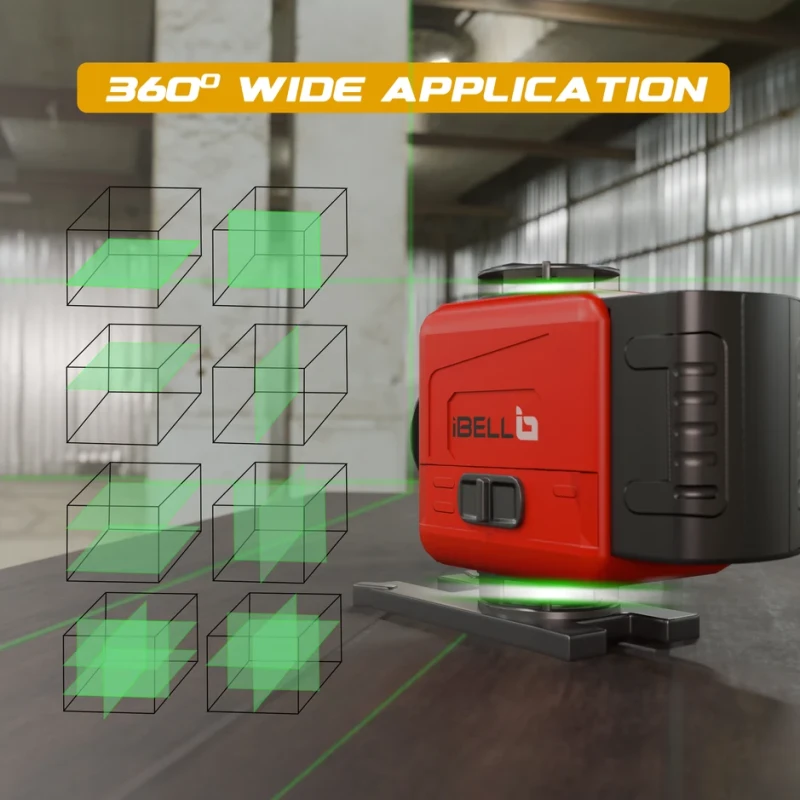 LL5-16 Laser Level 16 Line Green Beam, Self-Leveling, Dual Battery, 25m Range | EnvMart