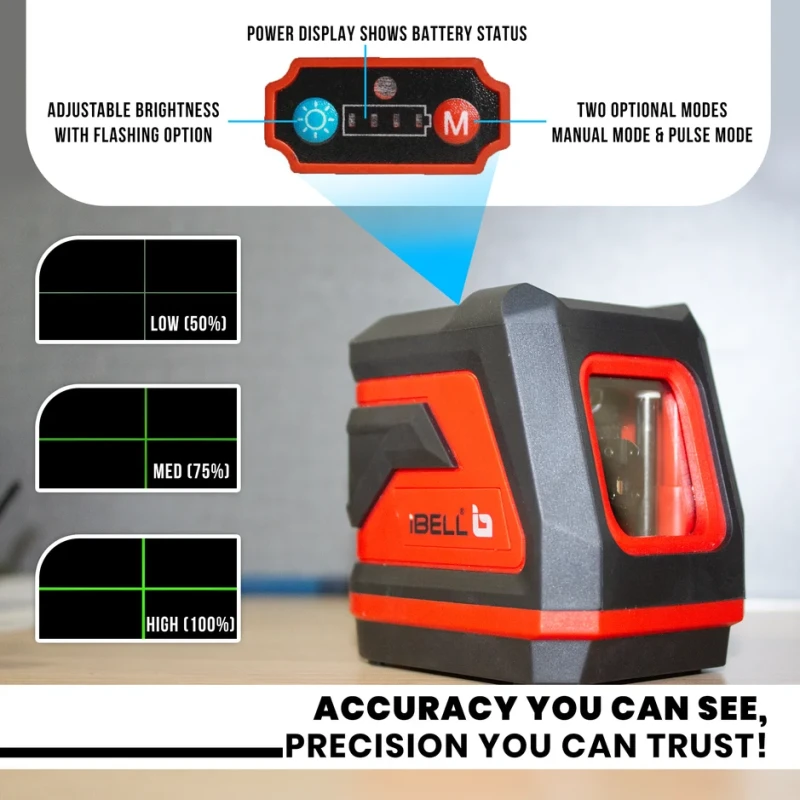 LL2-40 Laser Level 2-Line High Precision ±1mm at 40m Self-Leveling IP54 | EnvMart
