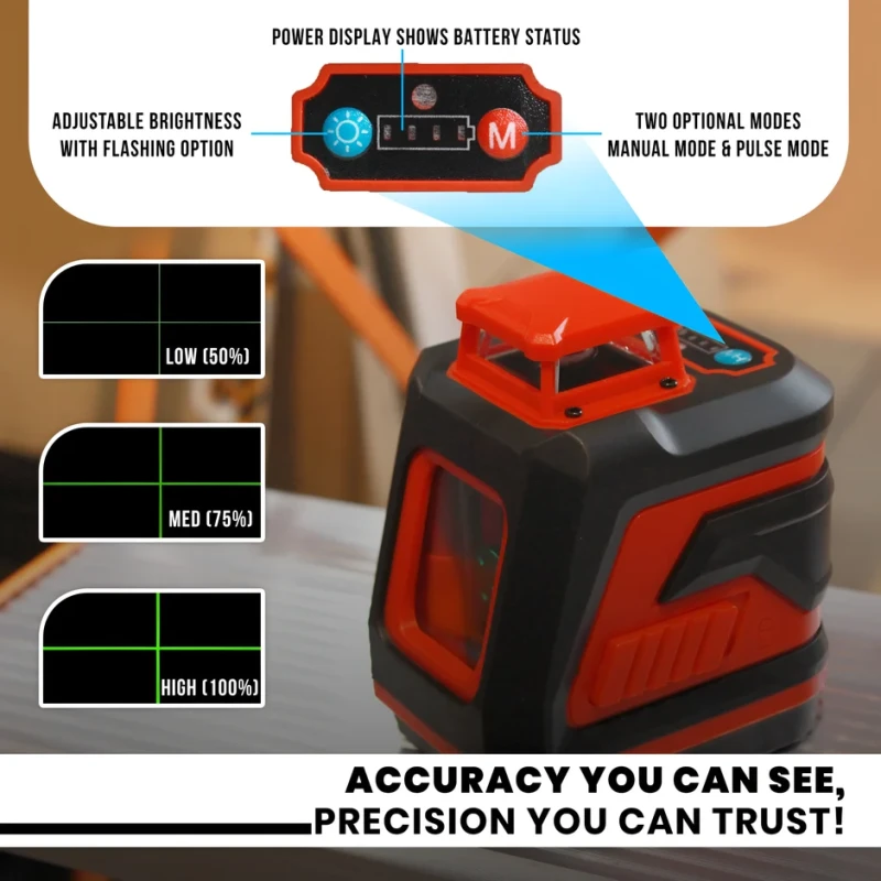Ll5-45 Professional 5-Line Laser Level, Green Beam, ±0.3mm/m Accuracy, IP54 | EnvMart