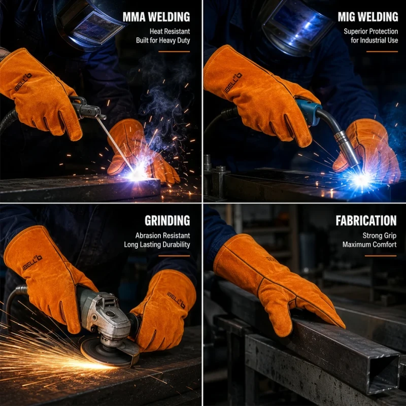 IBELL IBL WG60-14 Welding Gloves 14 Inch Heat Resistant, Leather, Industrial Safety | EnvMart