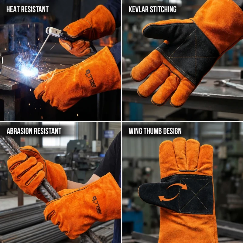 IBELL IBL WG60-14 Welding Gloves 14 Inch Heat Resistant, Leather, Industrial Safety | EnvMart