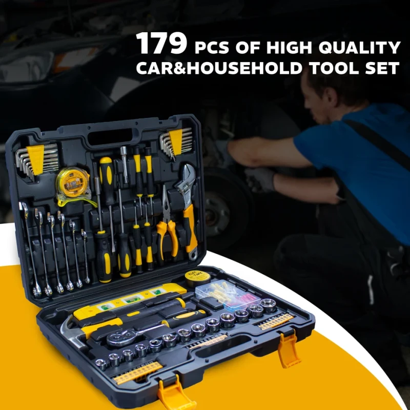 179-Piece Tool Box VR TB179-7 Multitool Set, Sockets 10–22mm, Ratchet | EnvMart