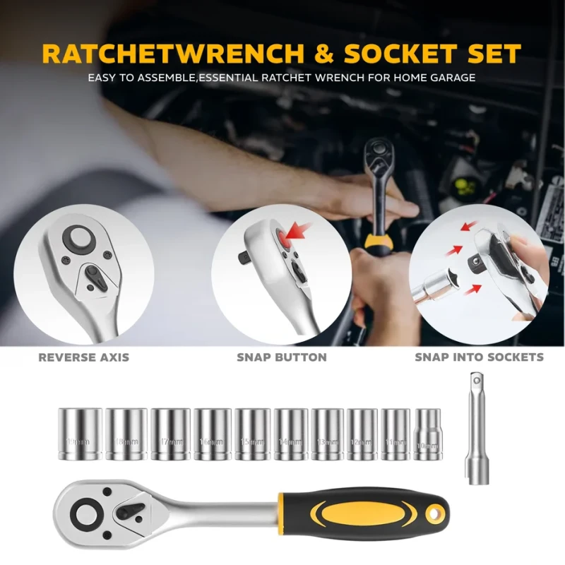 179-Piece Tool Box VR TB179-7 Multitool Set, Sockets 10–22mm, Ratchet | EnvMart