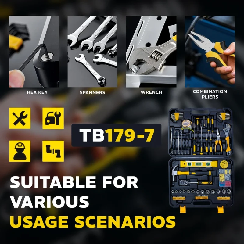 179-Piece Tool Box VR TB179-7 Multitool Set, Sockets 10–22mm, Ratchet | EnvMart