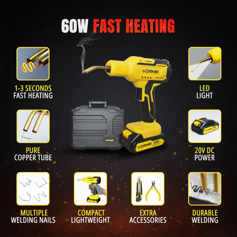 iBELL VR PW21-60 Cordless Plastic Stapler Welder 20V Li-Ion 60W 500°C 400 Staples | EnvMart