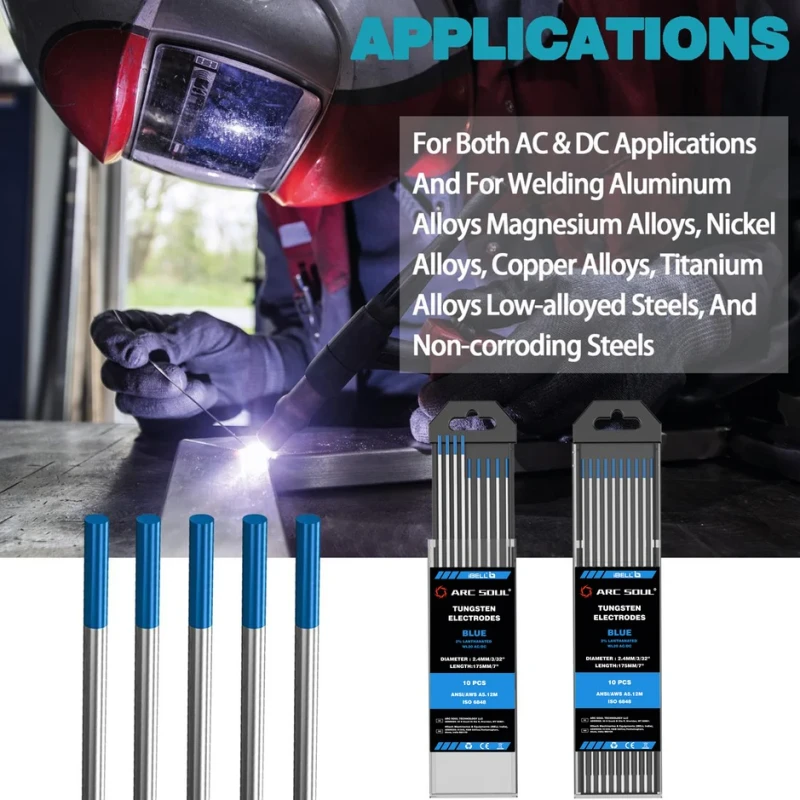 Tungsten Electrode Blue 2% Lanthanated 2.4mm x 175mm 10 Pcs Pack AC/DC TIG Welding | EnvMart