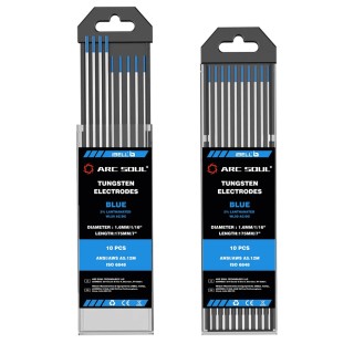 Tungsten Electrode Set 2% Lanthanated Blue Tip 1.6mm x 175mm Pack of 10 AC/DC Welding | EnvMart