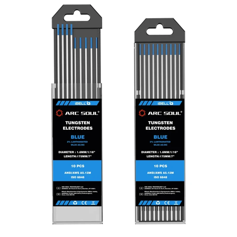 Tungsten Electrode Set 2% Lanthanated Blue Tip 1.6mm x 175mm Pack of 10 AC/DC Welding | EnvMart