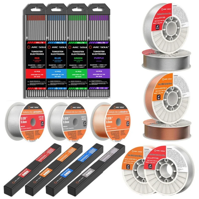 Rare Earth Oxide Tungsten Electrode Set 2.4x175 mm Purple 10 Pcs Industrial Welding | EnvMart