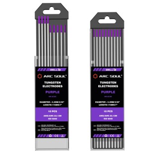 Rare Earth Oxide Tungsten Electrode Set 2.4x175 mm Purple 10 Pcs Industrial Welding | EnvMart