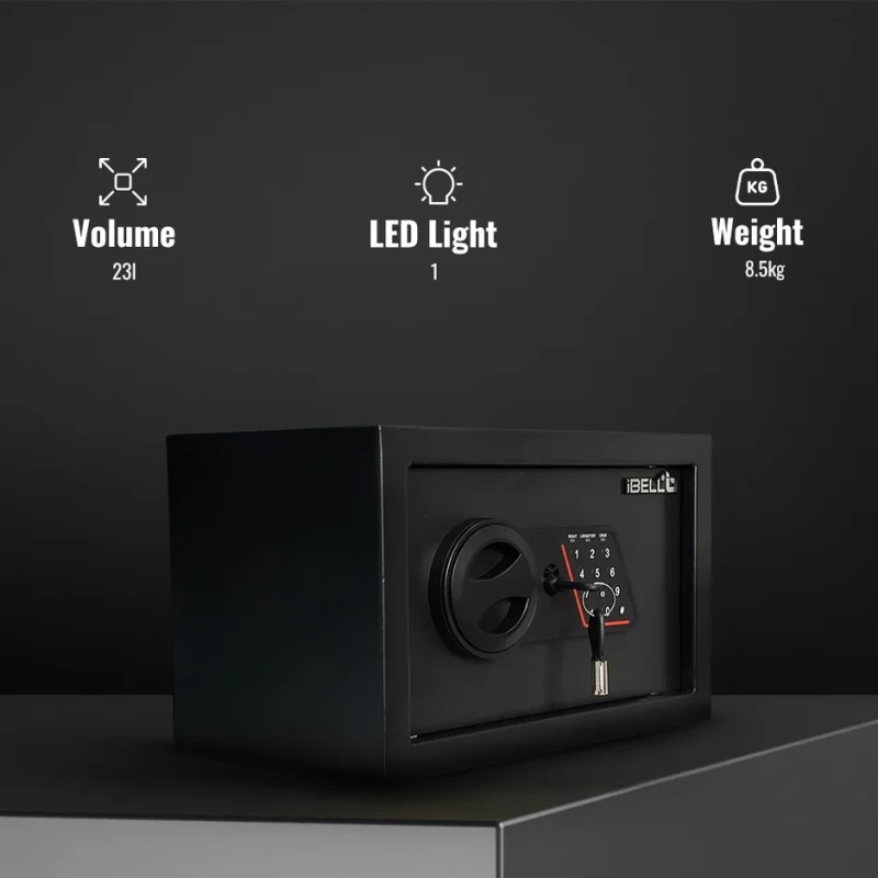 Electronic Safe Locker 23B Digital Knob, 25L Storage, LED Lighting, Emergency Key | EnvMart