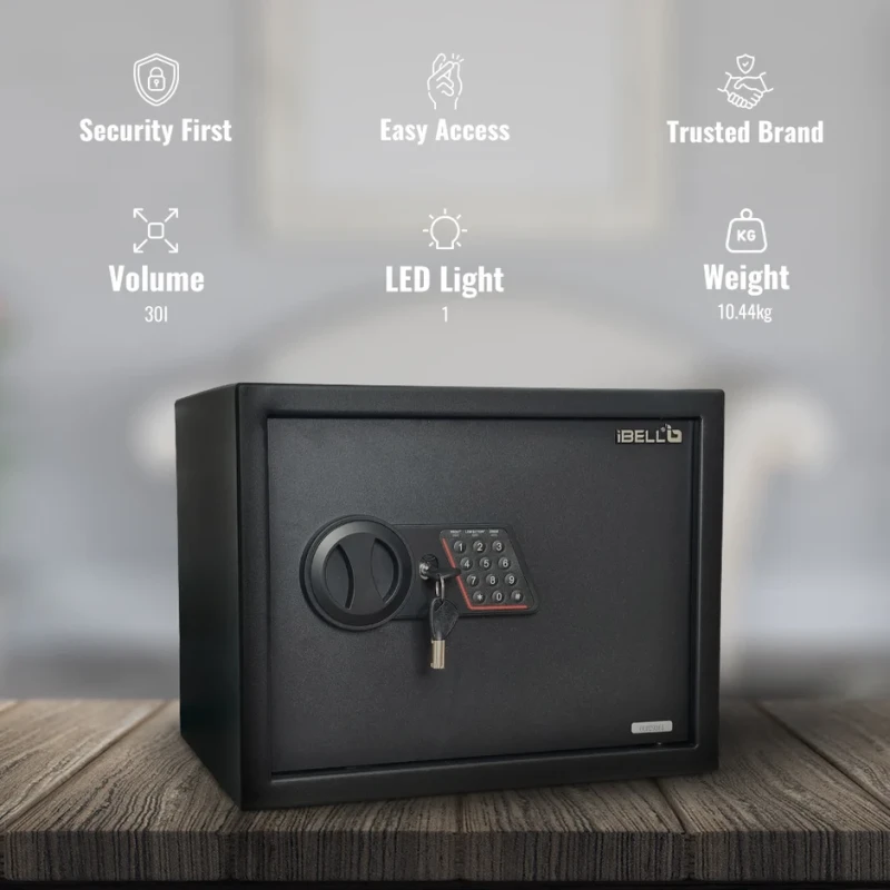 Electronic Safe Locker 30B, 26.9L Capacity, Digital Knob, Steel, LED Lighting | EnvMart