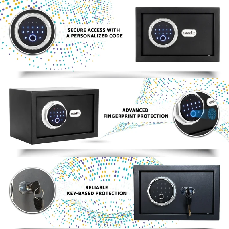 Electronic Safe Locker 20F Biometric, 8.5L, LED, Key Override | EnvMart