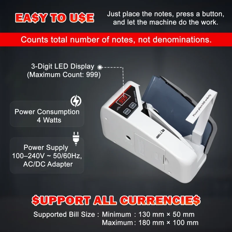 CM13-MI Mini Money Counter Machine, High-Speed, Portable, LED Display | EnvMart