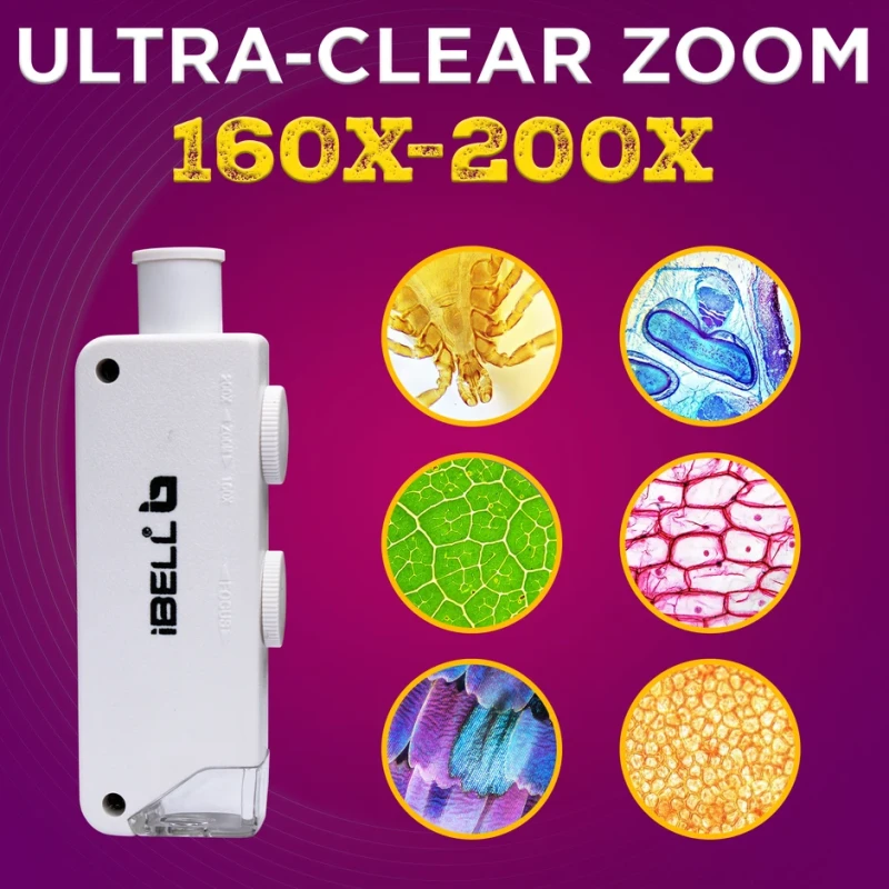 iBELL IBL-ML16-20 Mini Pocket Microscope 160X–200X LED, ABS Body | EnvMart