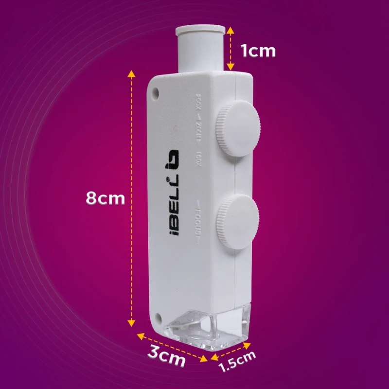 iBELL IBL-ML16-20 Mini Pocket Microscope 160X–200X LED, ABS Body | EnvMart