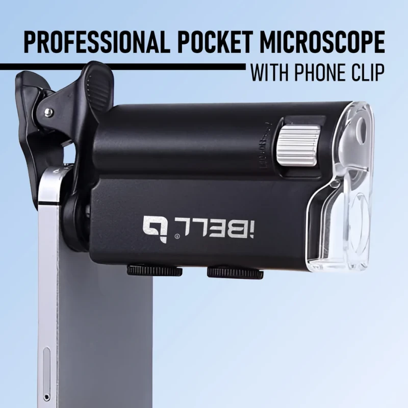 iBELL ML60-10 Mini Pocket Microscope 60X–100X Adjustable Magnification, Optical Glass, LED Light | EnvMart