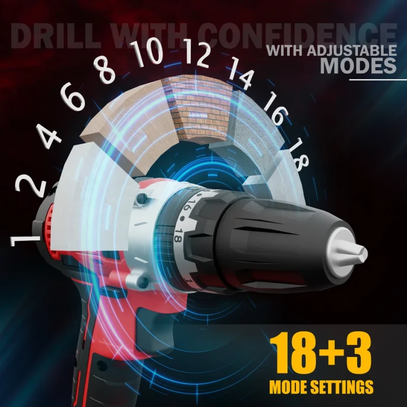 Cordless Impact Drill 20V DC 2Ah Battery & Charger, 80Nm Max Torque, 10mm Chuck | EnvMart
