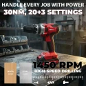 Cordless Impact Drill 20V DC 2Ah Battery & Charger, 80Nm Max Torque, 10mm Chuck | EnvMart
