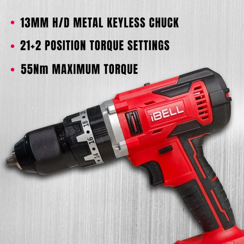 Ops CD20-55 Cordless Impact Drill 20V, 55Nm, Brushed Motor, 13mm Chuck | EnvMart
