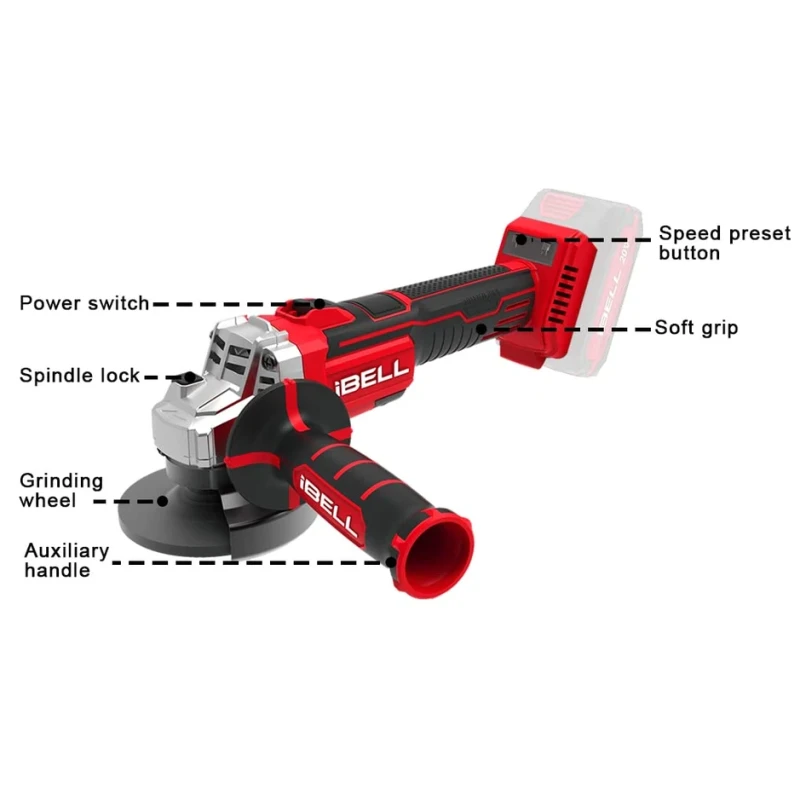 Brushless Cordless Angle Grinder 20V DC, Variable Speed, 100mm Disc | EnvMart