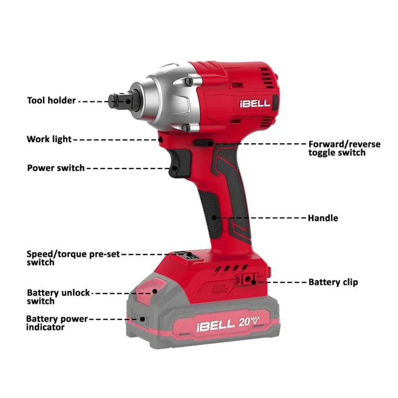 Brushless Cordless Impact Wrench 20V DC, 13mm, 0–3000 RPM | EnvMart