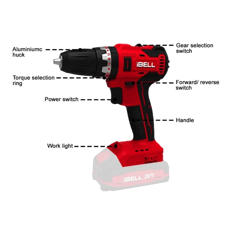 Brushless Cordless Impact Drill, 20V DC, Dual Speed, 38Nm Torque, 10mm Chuck | EnvMart