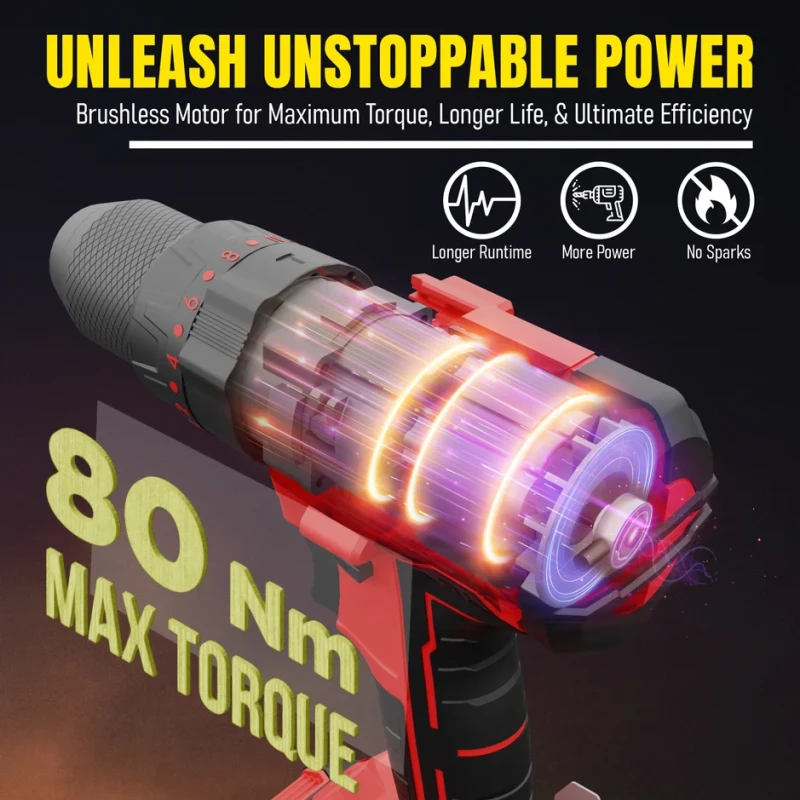 OPS Brushless Cordless Impact Drill 20V DC 2.0Ah Li-Ion 80Nm | Industrial Power Tool | EnvMart