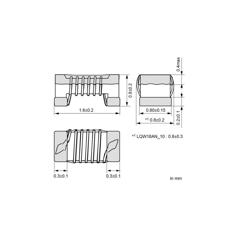 Murata LQW18AN27NG10D 0603 Unshielded Wirewound Surface Mount Inductor, Ferrite Core, 27 nH ±2% 590 mA Idc